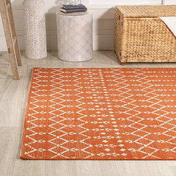 Ourika Moroccan Geometric Textured Weave Indoor/outdoor Rug